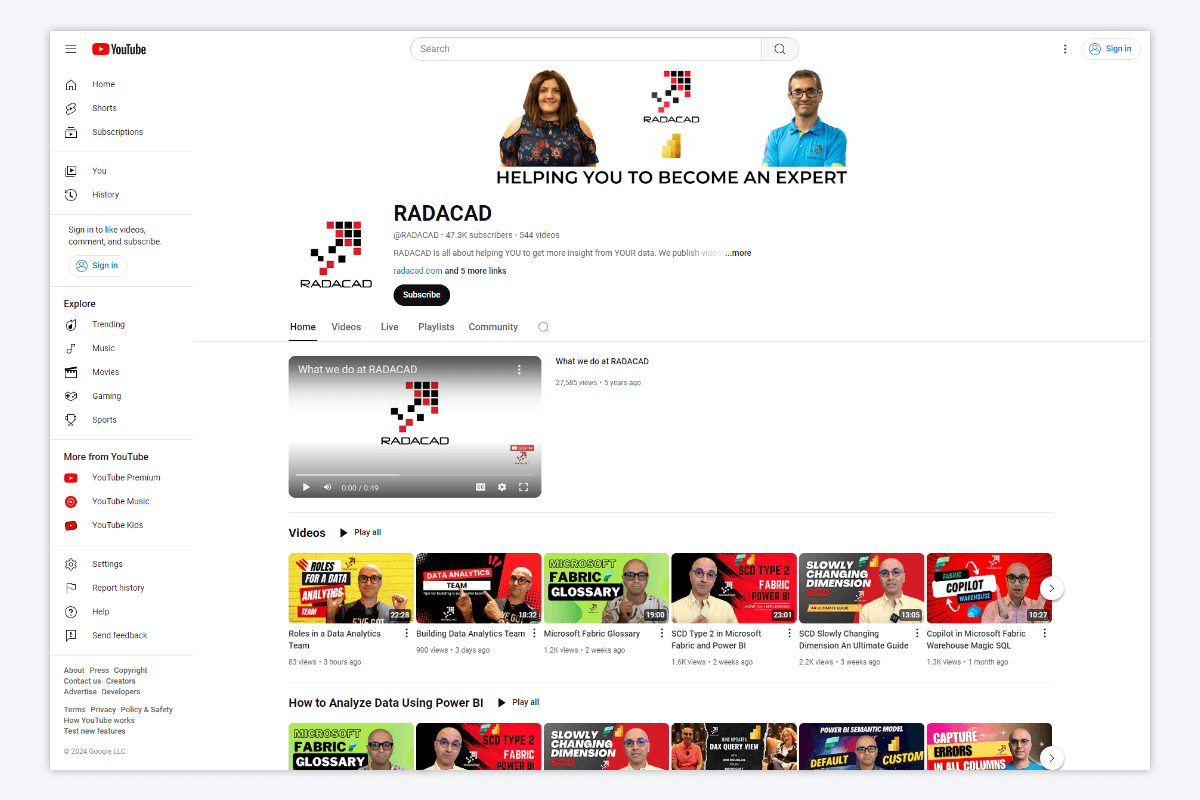 RADACAD Power BI YouTube Channel