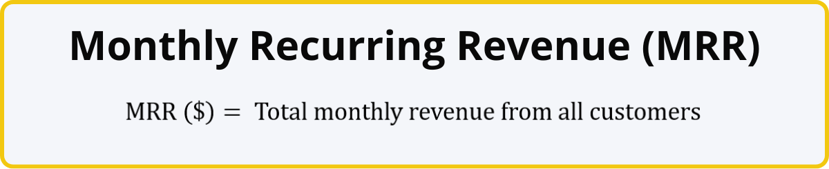 Monthly Recurring Revenue (MRR) SaaS business metric formula - total monthly revenue from all customers