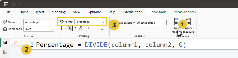Power BI Calculate Percentage with DAX measure