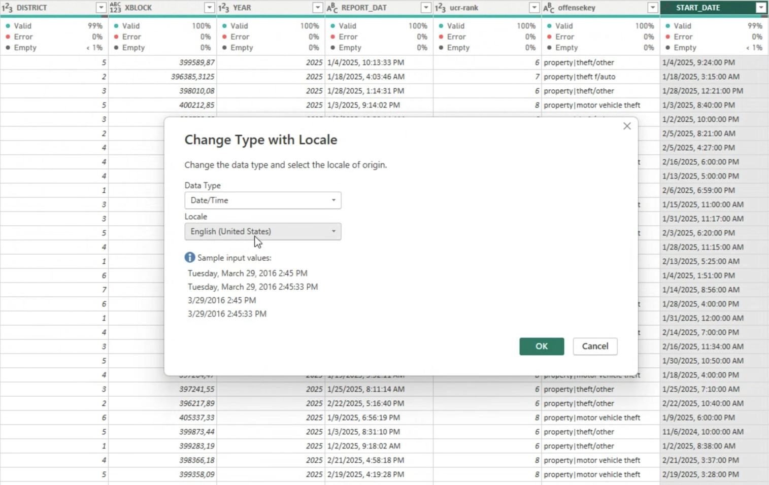 Power Query: Change Type using Locale dialog screen