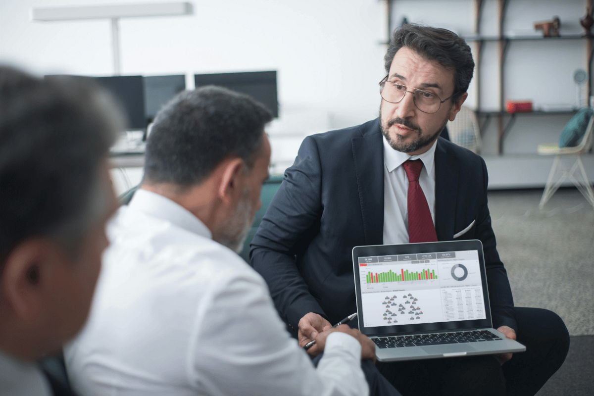 Power BI Finance Report in a meeting