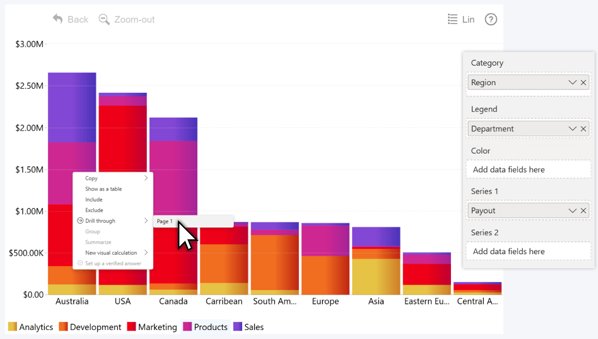 Power BI drillthrough from subseries in ZoomCharts Combo 
