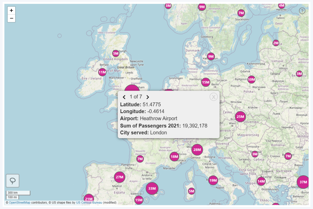 Tooltips for cluster nodes in Map and Shape Map by ZoomCharts