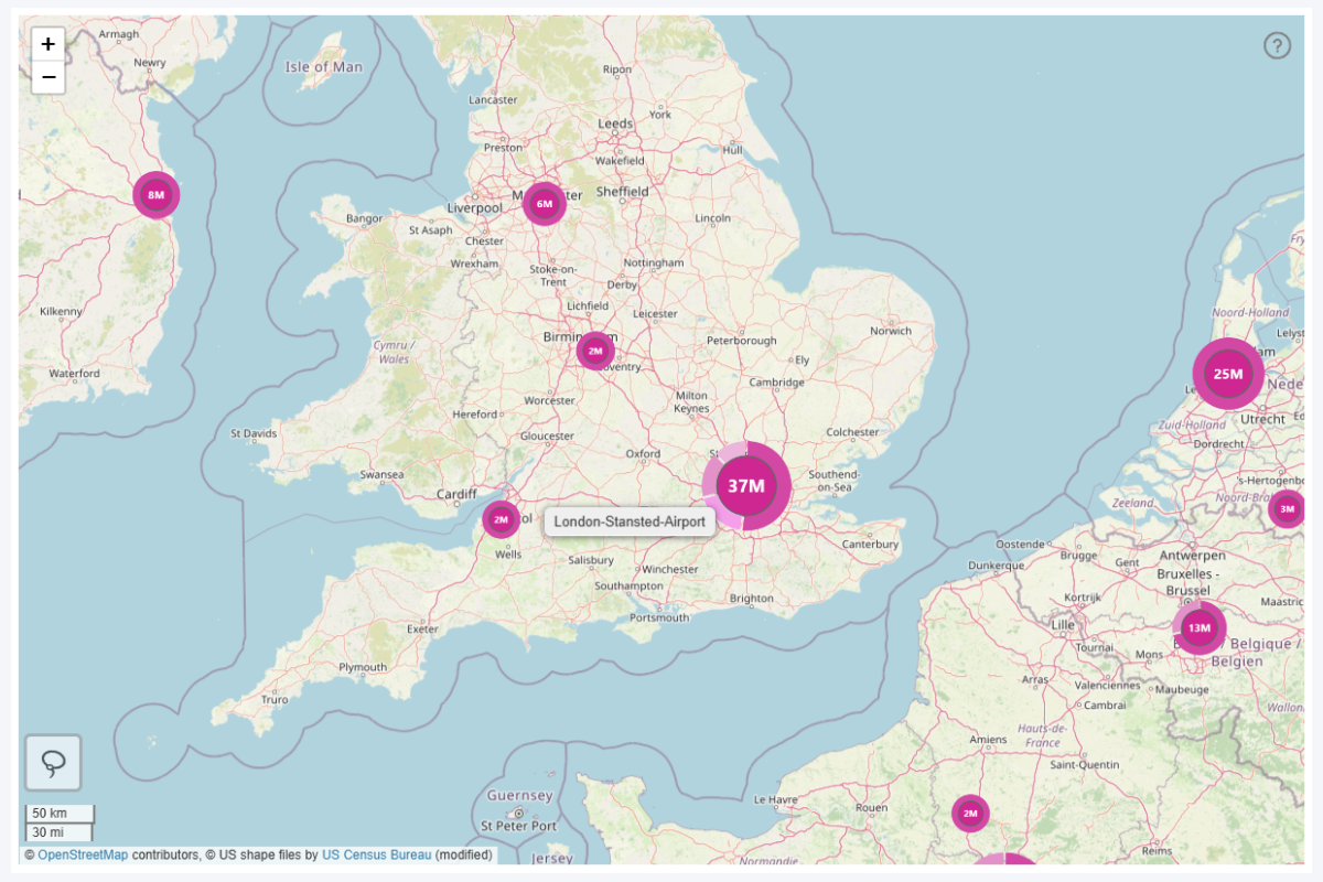 Pie Tooltip in ZoomCharts Map PRO